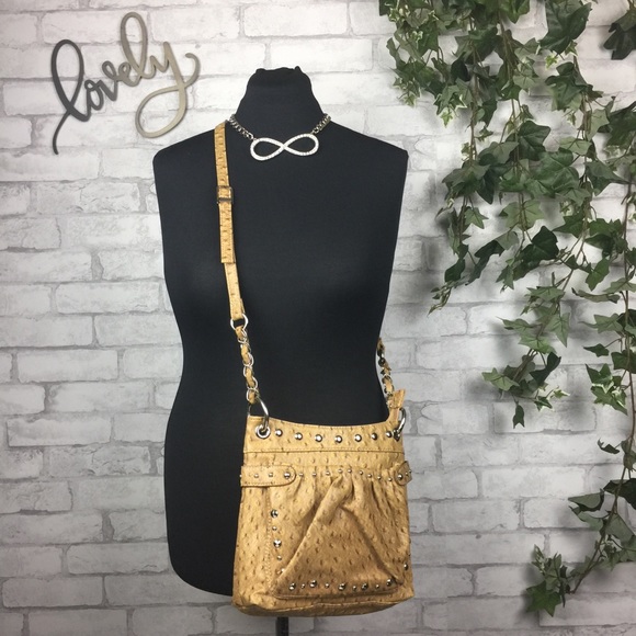 Reflections Tan Crossbody Studded Trim Handbag - Picture 1 of 7
